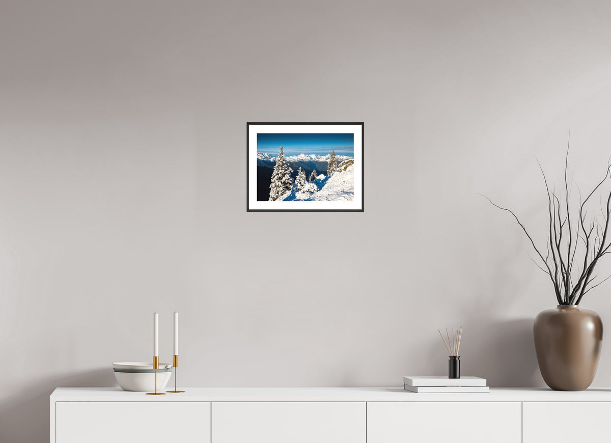 Muttjoechle Snowy Alps Sunrise, Vorarlberg, 30 x 20 cm, framed Schwarz
