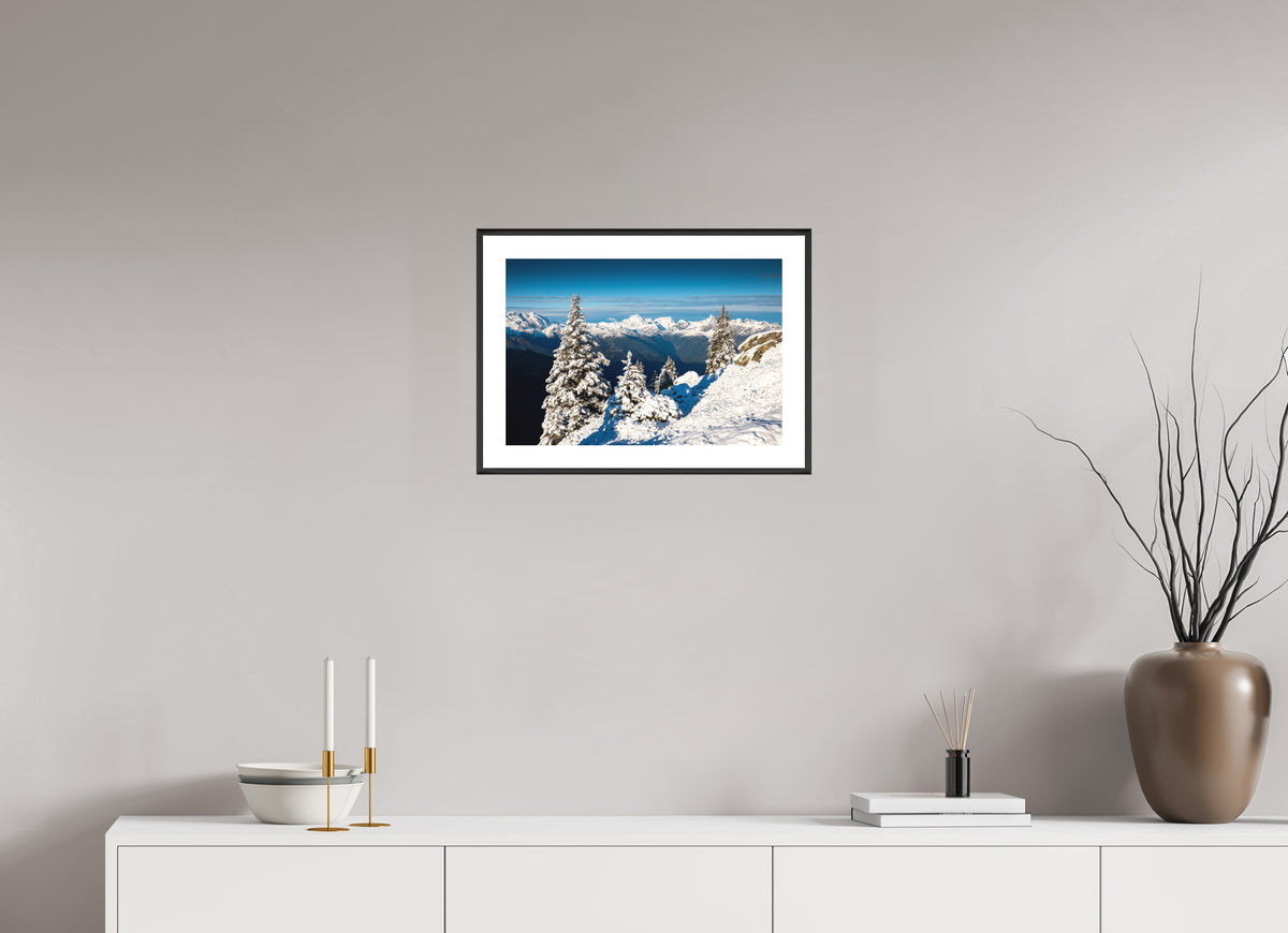 Muttjoechle Snowy Alps Sunrise, Vorarlberg, 45 x 30 cm, framed Schwarz