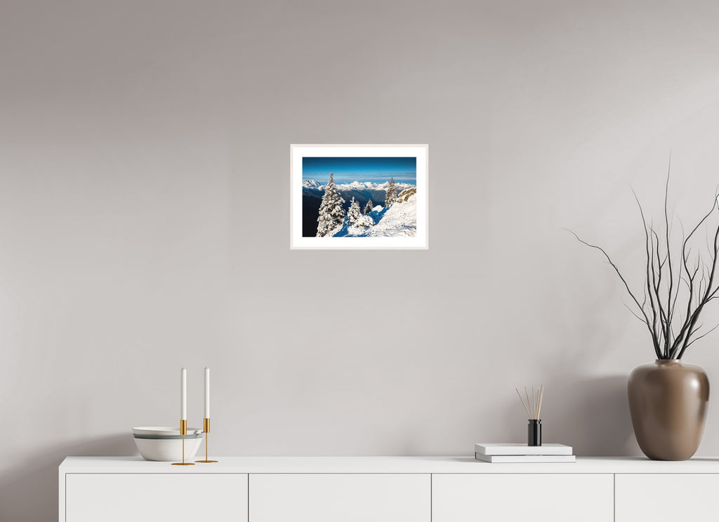 Muttjoechle Snowy Alps Sunrise, Vorarlberg, 30 x 20 cm, framed Weiß