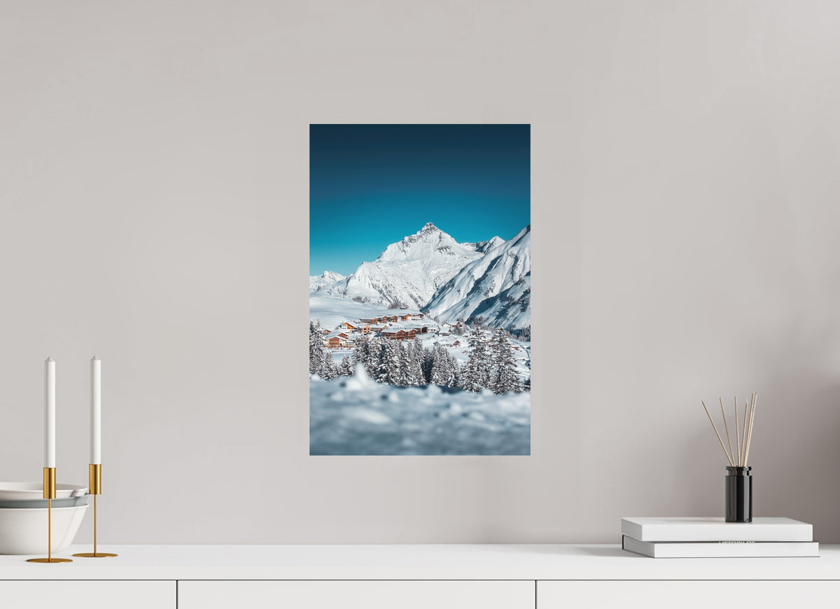 Oberlech Village with Biberkopf, Arlberg, 30 x 45 cm, paper print