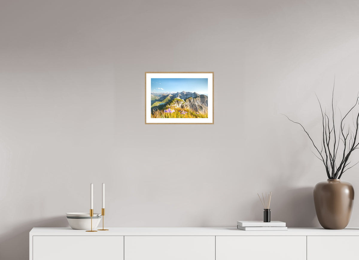 Omeshorn Summer Hike, Austria Arlberg, 30 x 20 cm, framed Holzoptik