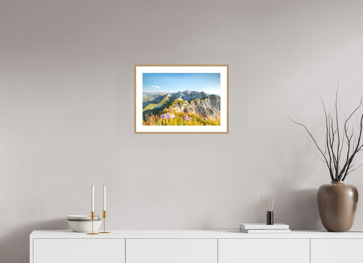 Omeshorn Summer Hike, Austria Arlberg, 45 x 30 cm, framed Holzoptik