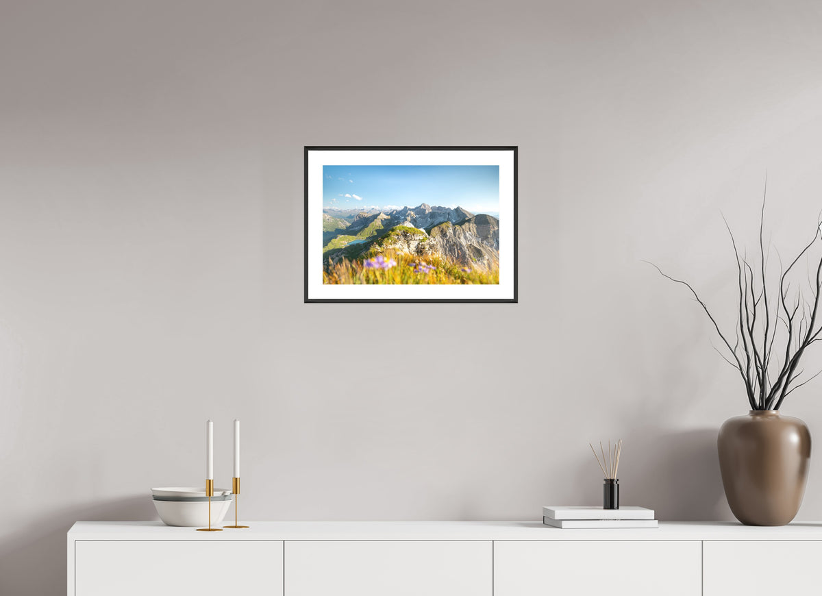 Omeshorn Summer Hike, Austria Arlberg, 45 x 30 cm, framed Schwarz