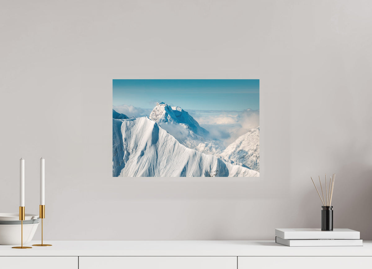 Omeshorn Cross with Rote Wand in Winter, Arlberg, 45 x 30 cm, paper print