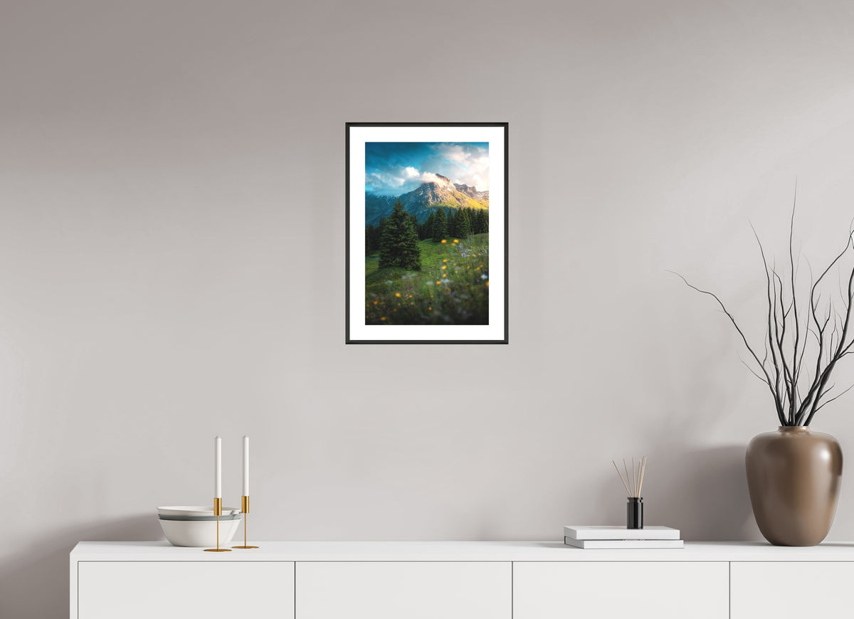 Omeshorn View, Lech Austria, 30 x 45 cm, framed Schwarz