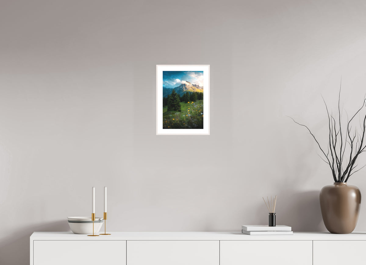 Omeshorn View, Lech Austria, 20 x 30 cm, framed Weiß