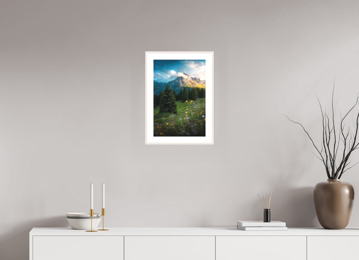 Omeshorn View, Lech Austria, 30 x 45 cm, framed Weiß
