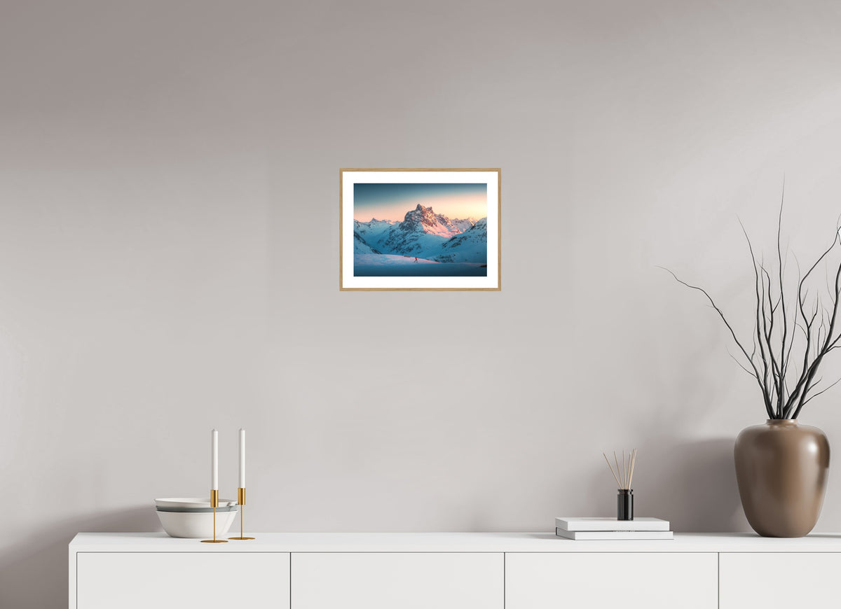 Pateriol Alpenglow, Austria Alps, 30 x 20 cm, framed Holzoptik