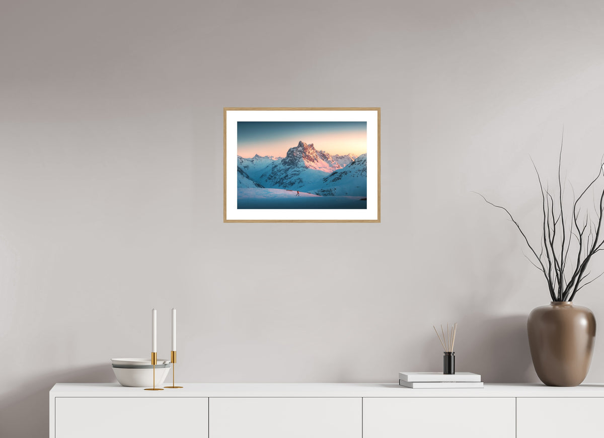 Pateriol Alpenglow, Austria Alps, 45 x 30 cm, framed Holzoptik