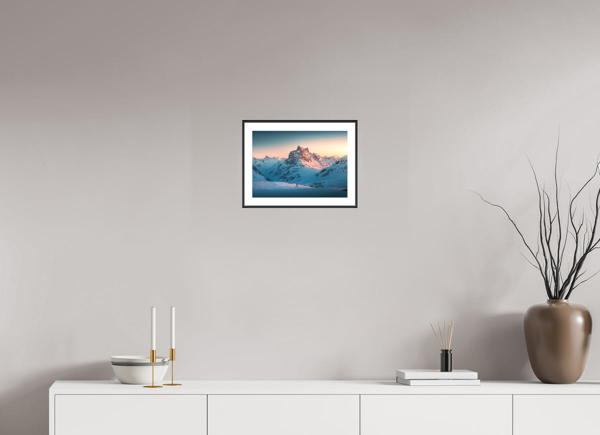 Pateriol Alpenglow, Austria Alps, 30 x 20 cm, framed Schwarz