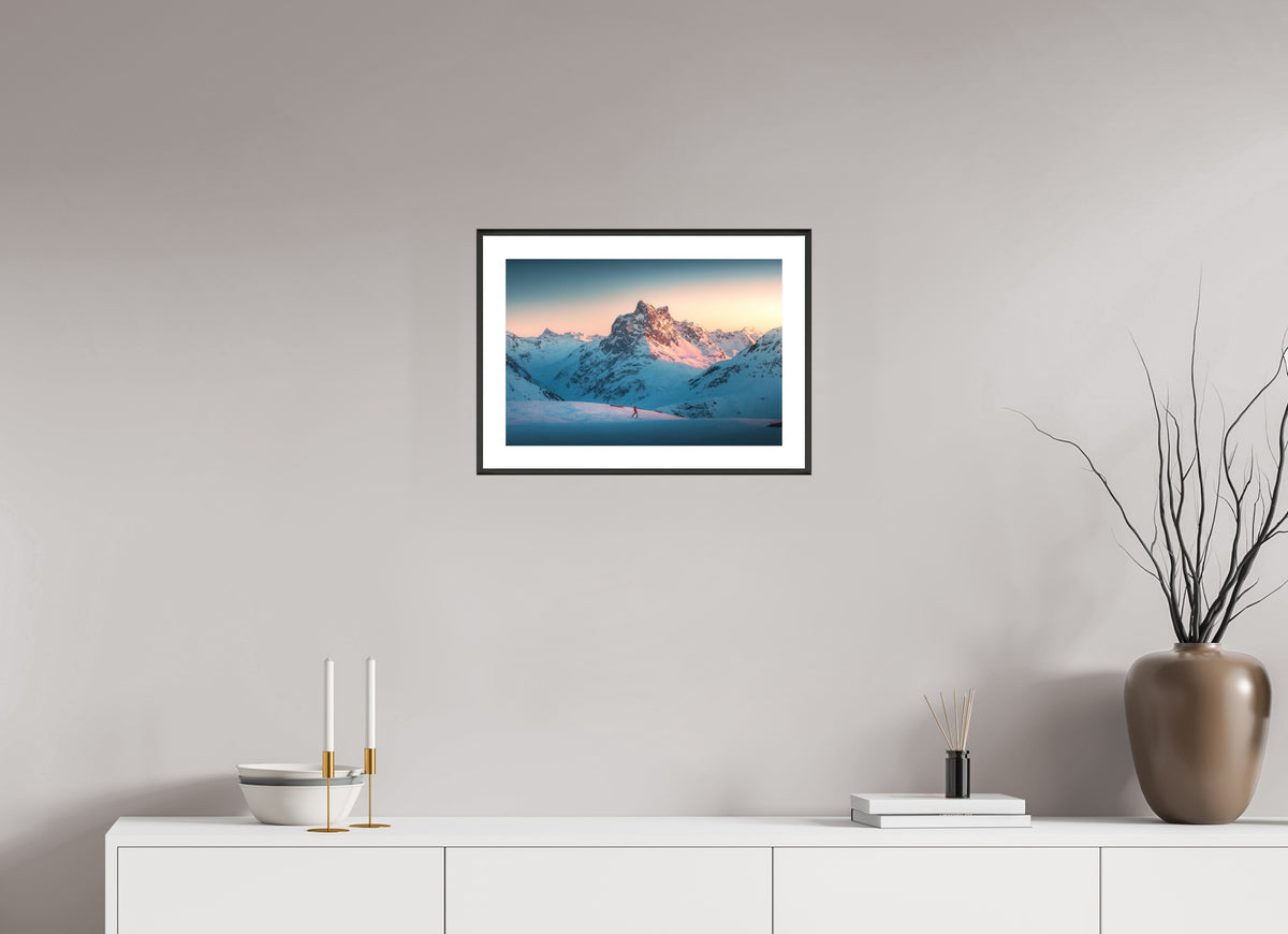 Pateriol Alpenglow, Austria Alps, 45 x 30 cm, framed Schwarz
