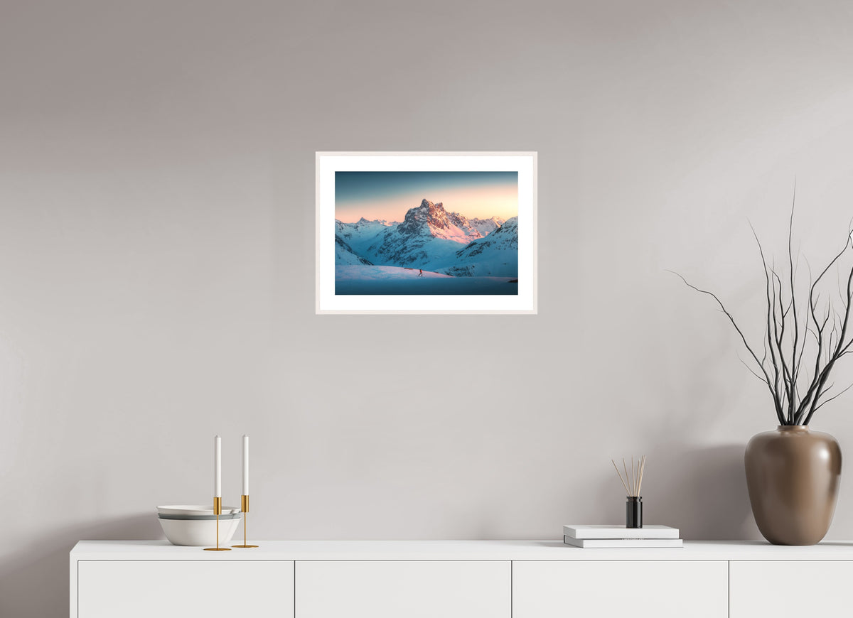 Pateriol Alpenglow, Austria Alps, 45 x 30 cm, framed Weiß