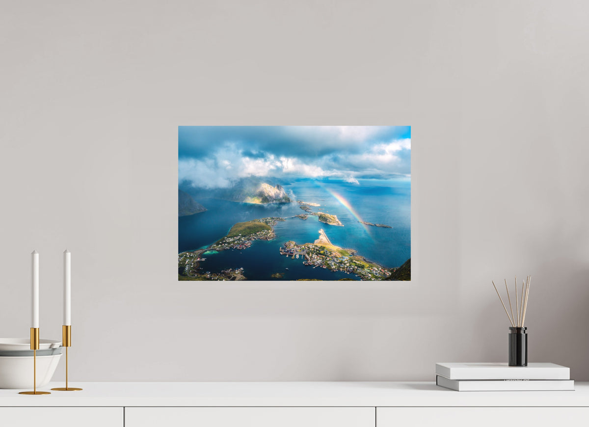 Rainbow over Reinebringen, Lofoten, 45 x 30 cm, paper print