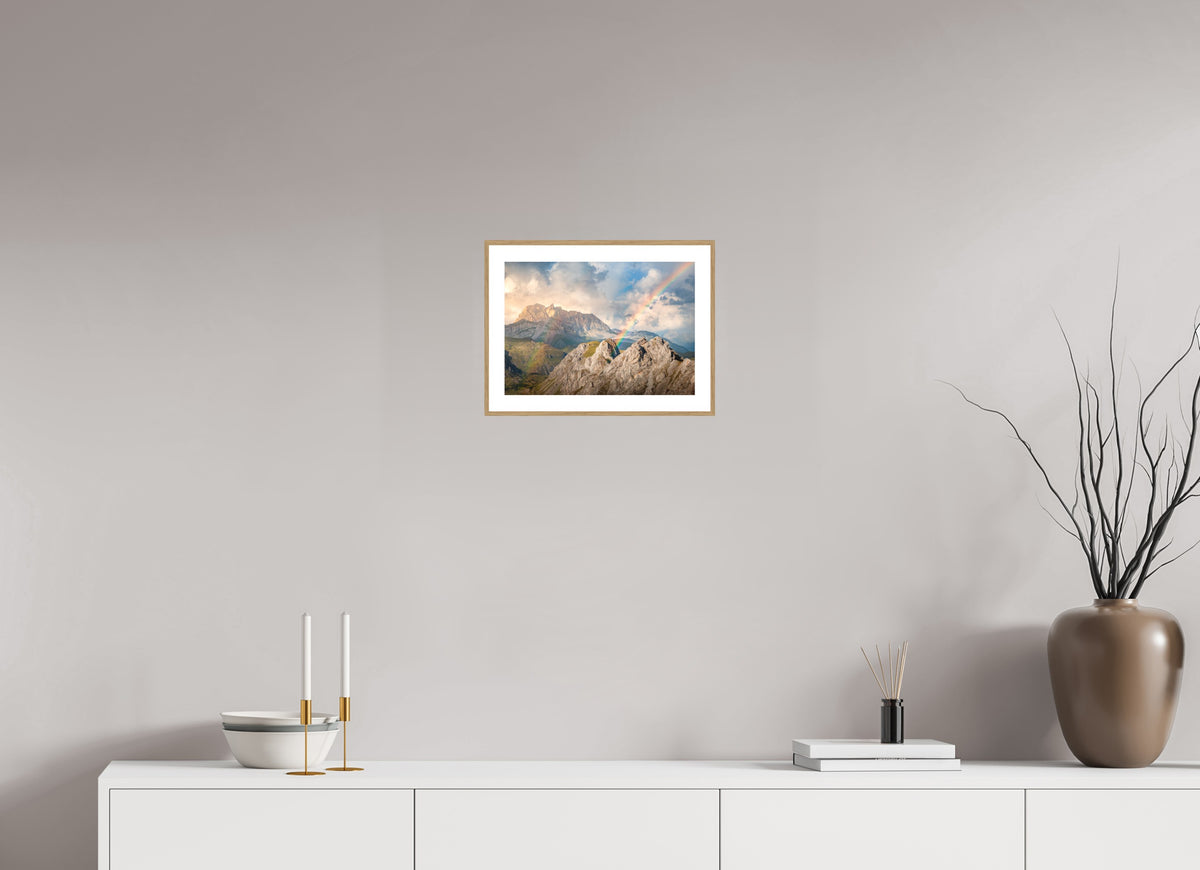Rainbow over Rote Wand, Arlberg Alps, 30 x 20 cm, framed Holzoptik