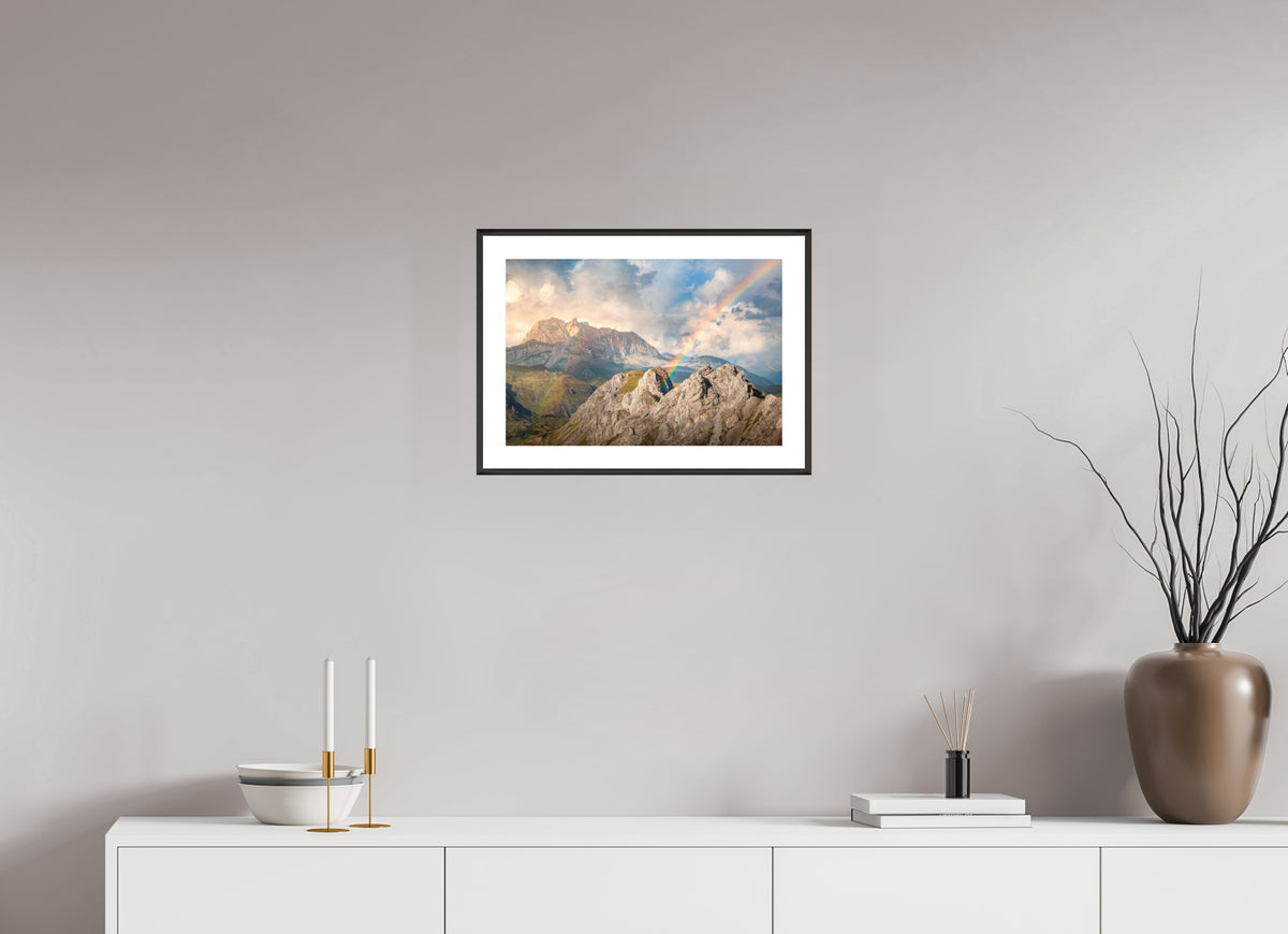 Rainbow over Rote Wand, Arlberg Alps, 45 x 30 cm, framed Schwarz