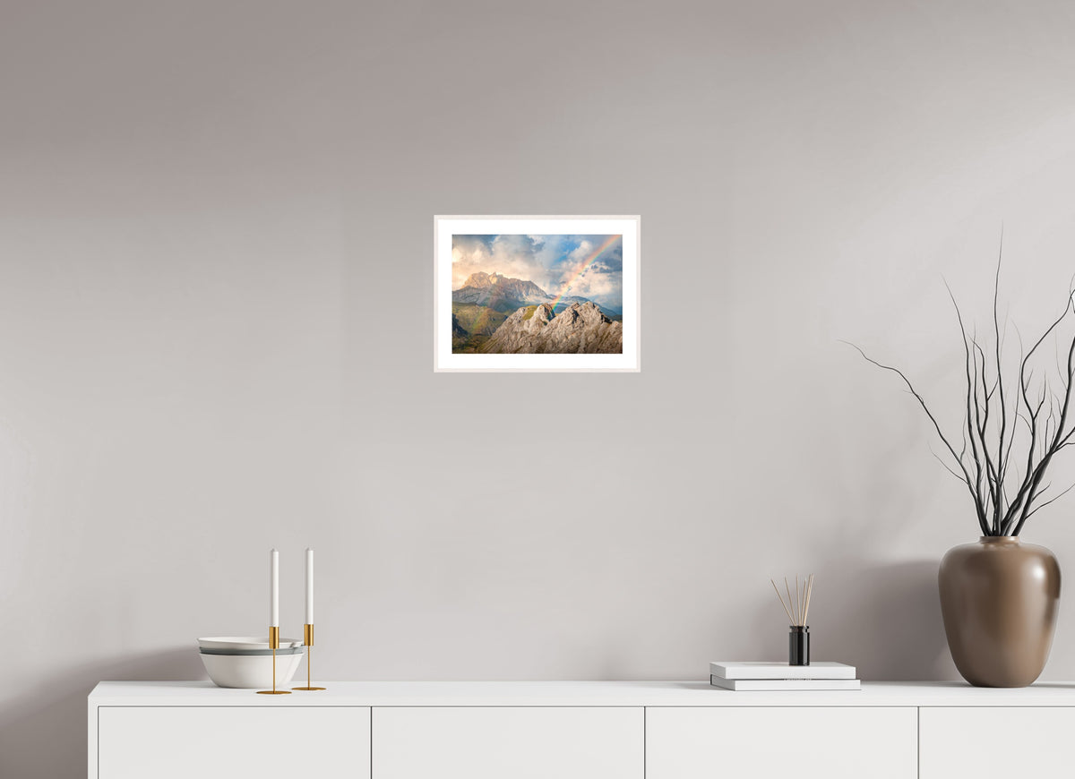 Rainbow over Rote Wand, Arlberg Alps, 30 x 20 cm, framed Weiß