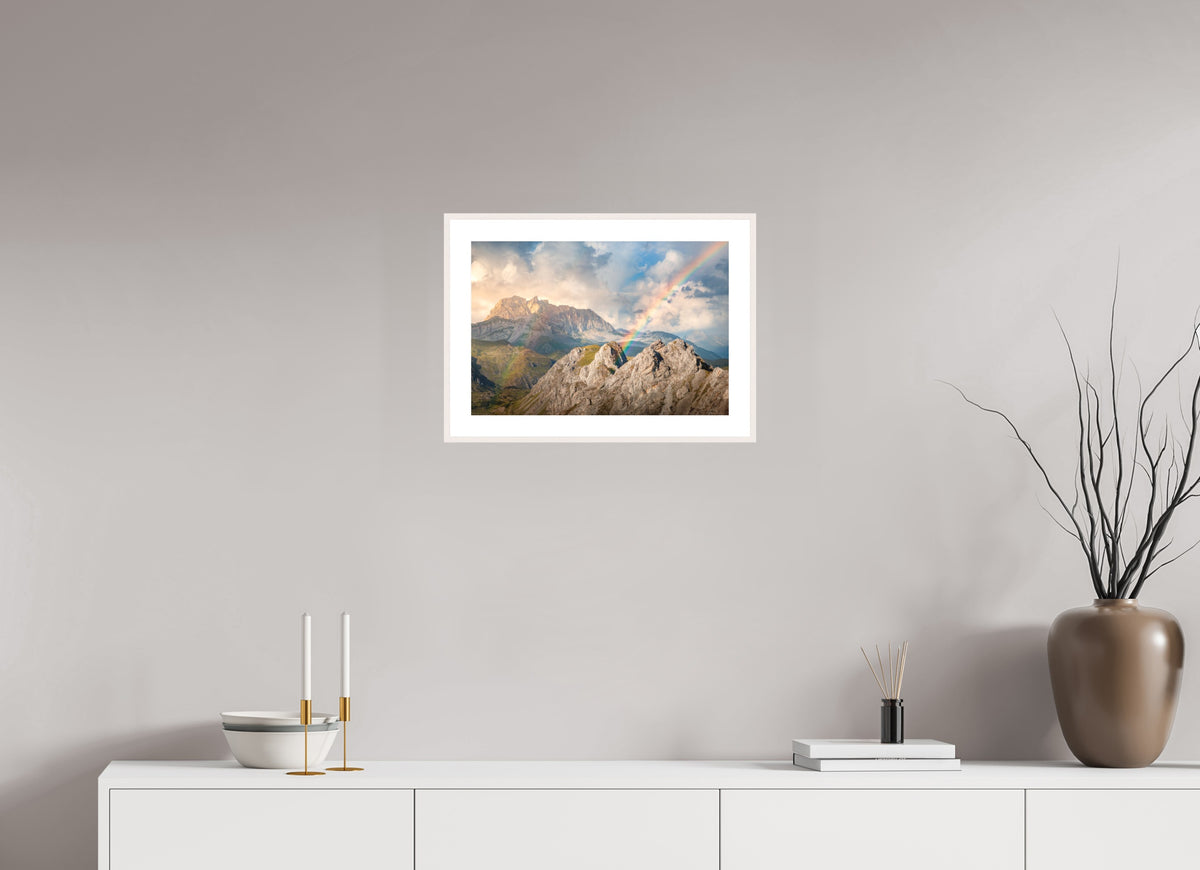 Rainbow over Rote Wand, Arlberg Alps, 45 x 30 cm, framed Weiß