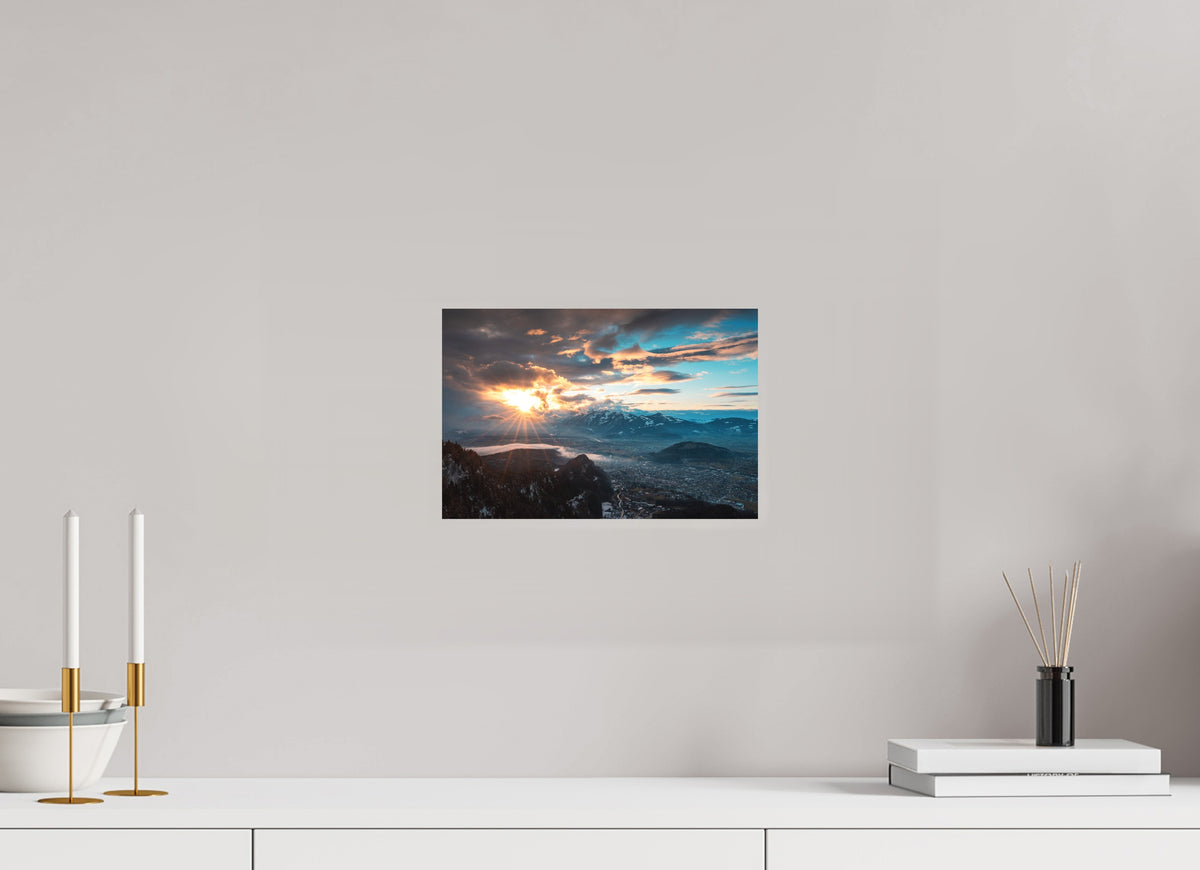 Rhine Valley Winter Sunset, Vorarlberg, 30 x 20 cm, paper print