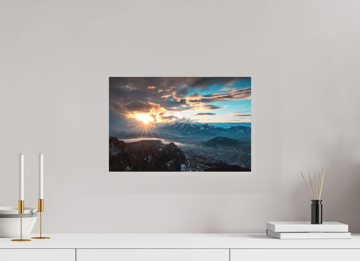 Rhine Valley Winter Sunset, Vorarlberg, 45 x 30 cm, paper print