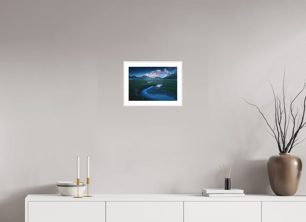 Madloch River Bend at Blue Hour, Lech, 30 x 20 cm, framed Weiß