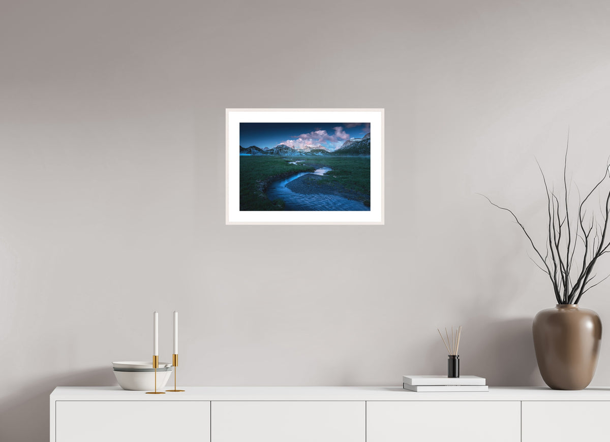 Madloch River Bend at Blue Hour, Lech, 45 x 30 cm, framed Weiß