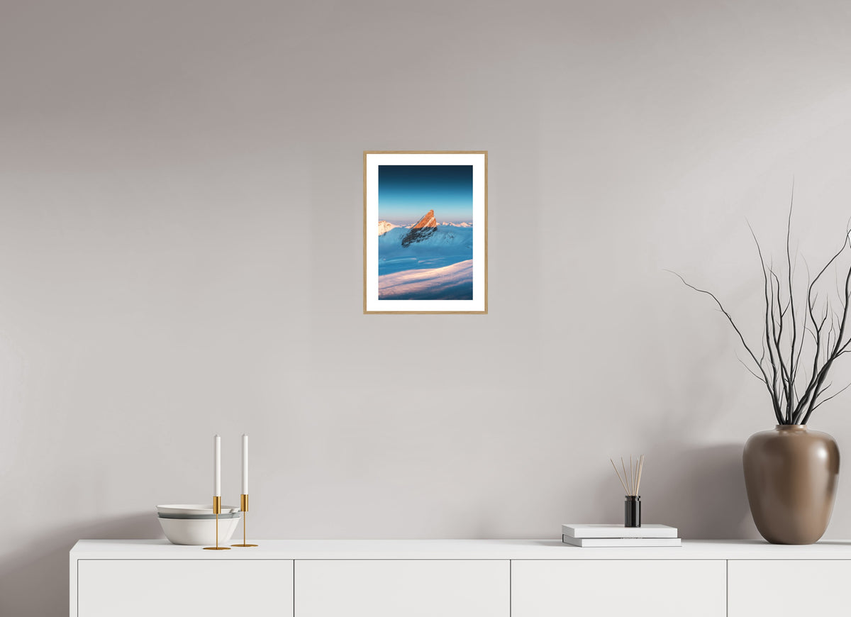Roggspitze Sunset Light, Arlberg, 20 x 30 cm, framed Holzoptik