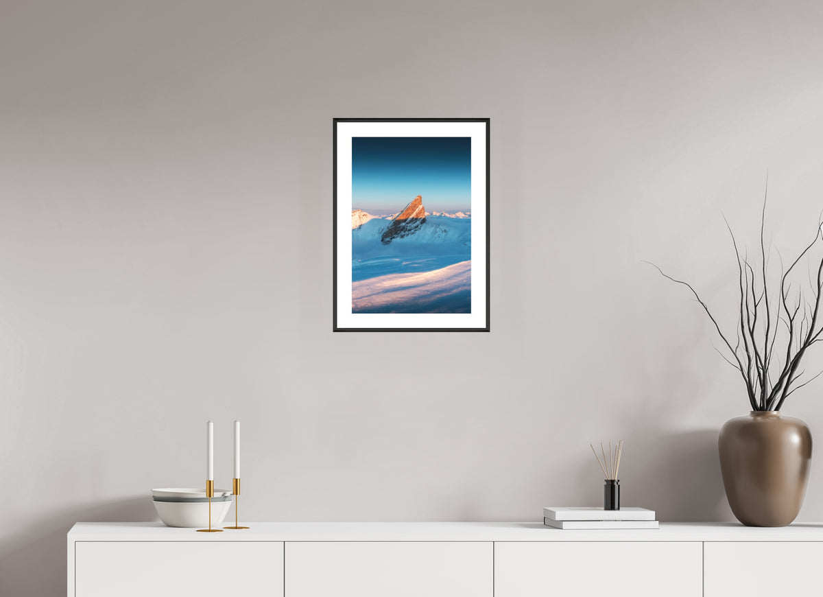 Roggspitze Sunset Light, Arlberg, 30 x 45 cm, framed Schwarz