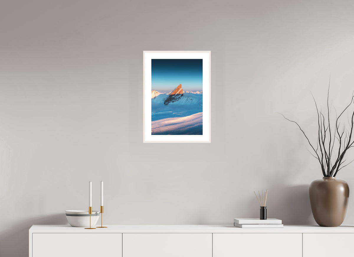 Roggspitze Sunset Light, Arlberg, 30 x 45 cm, framed Weiß