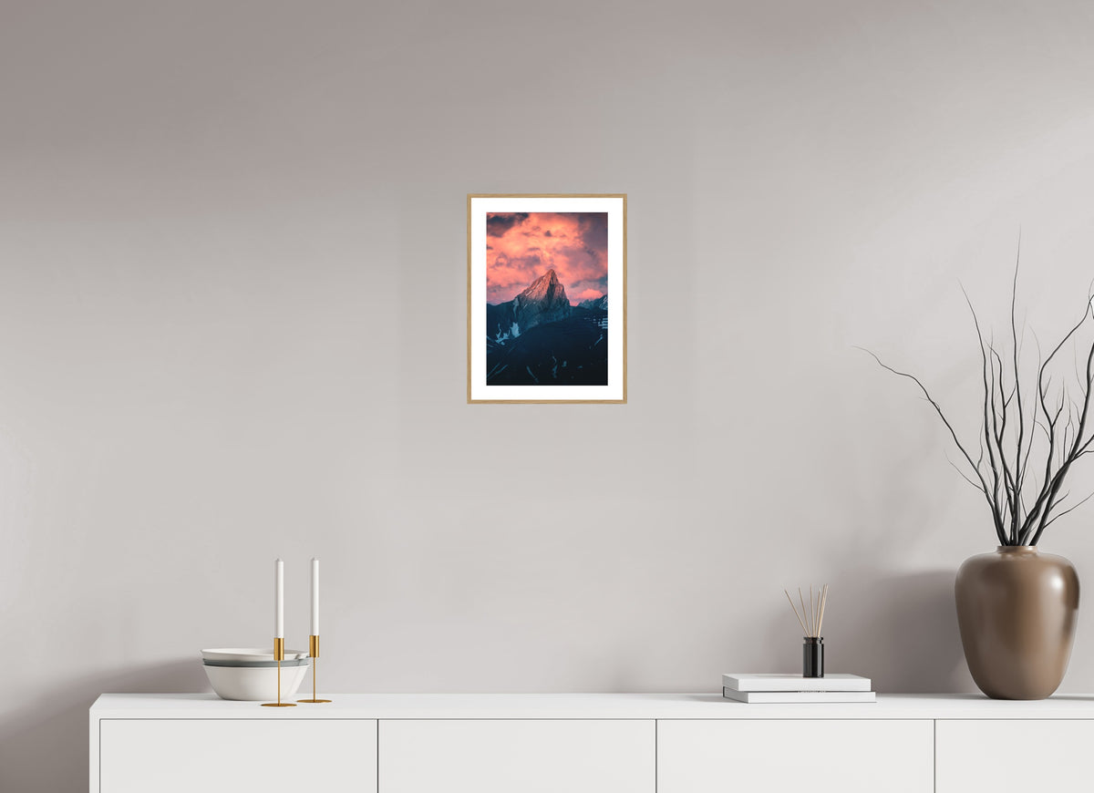 Roggspitze Sunset, Vorarlberg Austria, 20 x 30 cm, framed Holzoptik