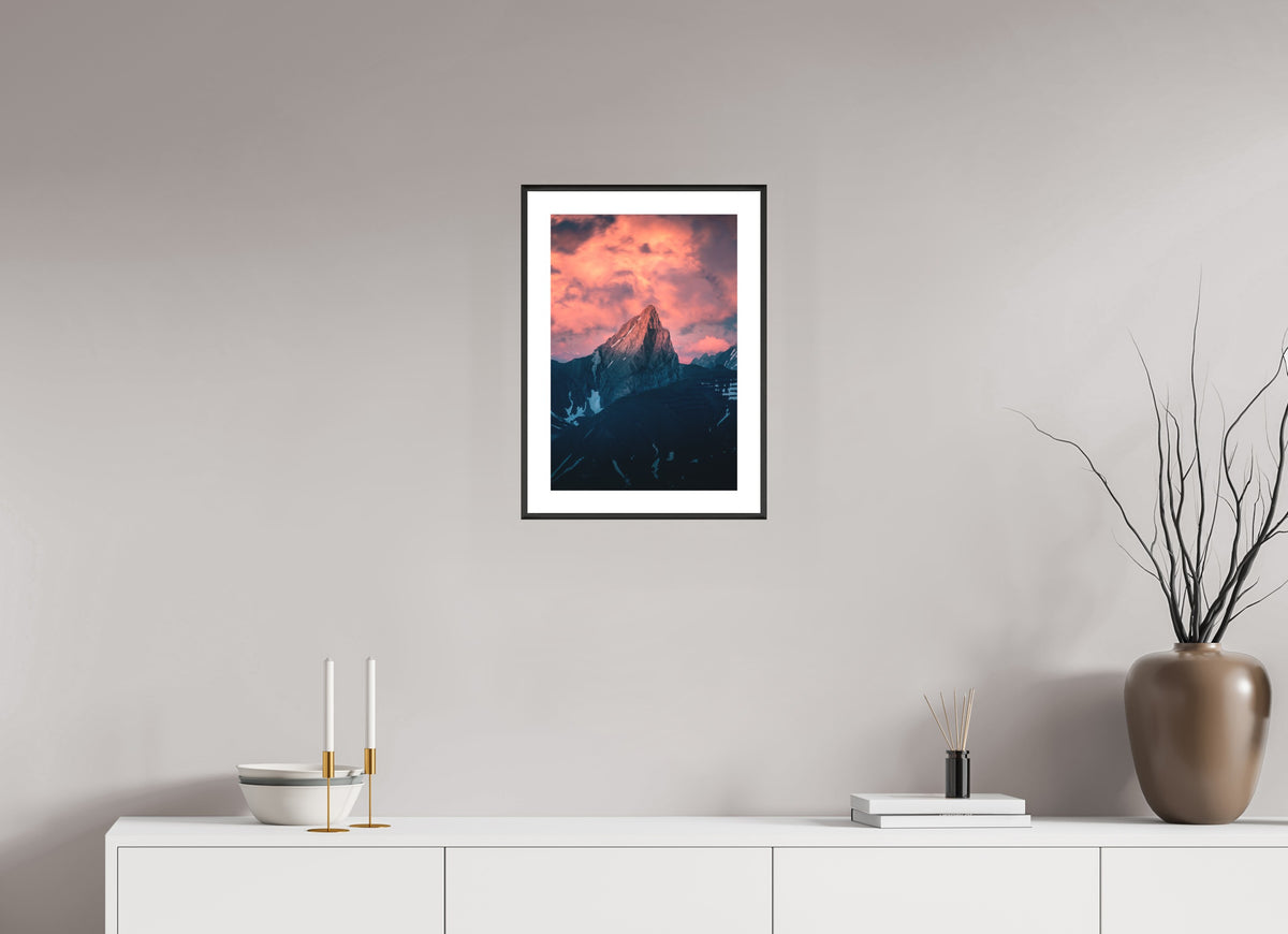 Roggspitze Sunset, Vorarlberg Austria, 30 x 45 cm, framed Schwarz