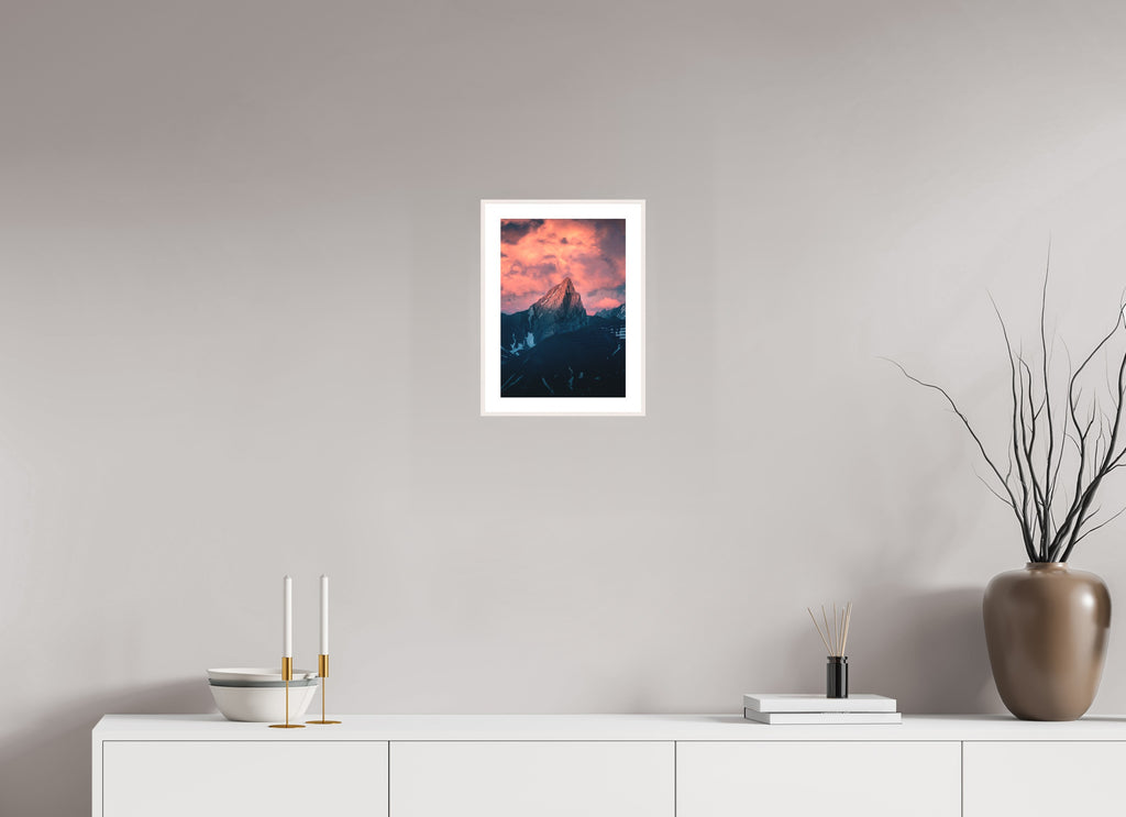 Roggspitze Sunset, Vorarlberg Austria, 20 x 30 cm, framed Weiß