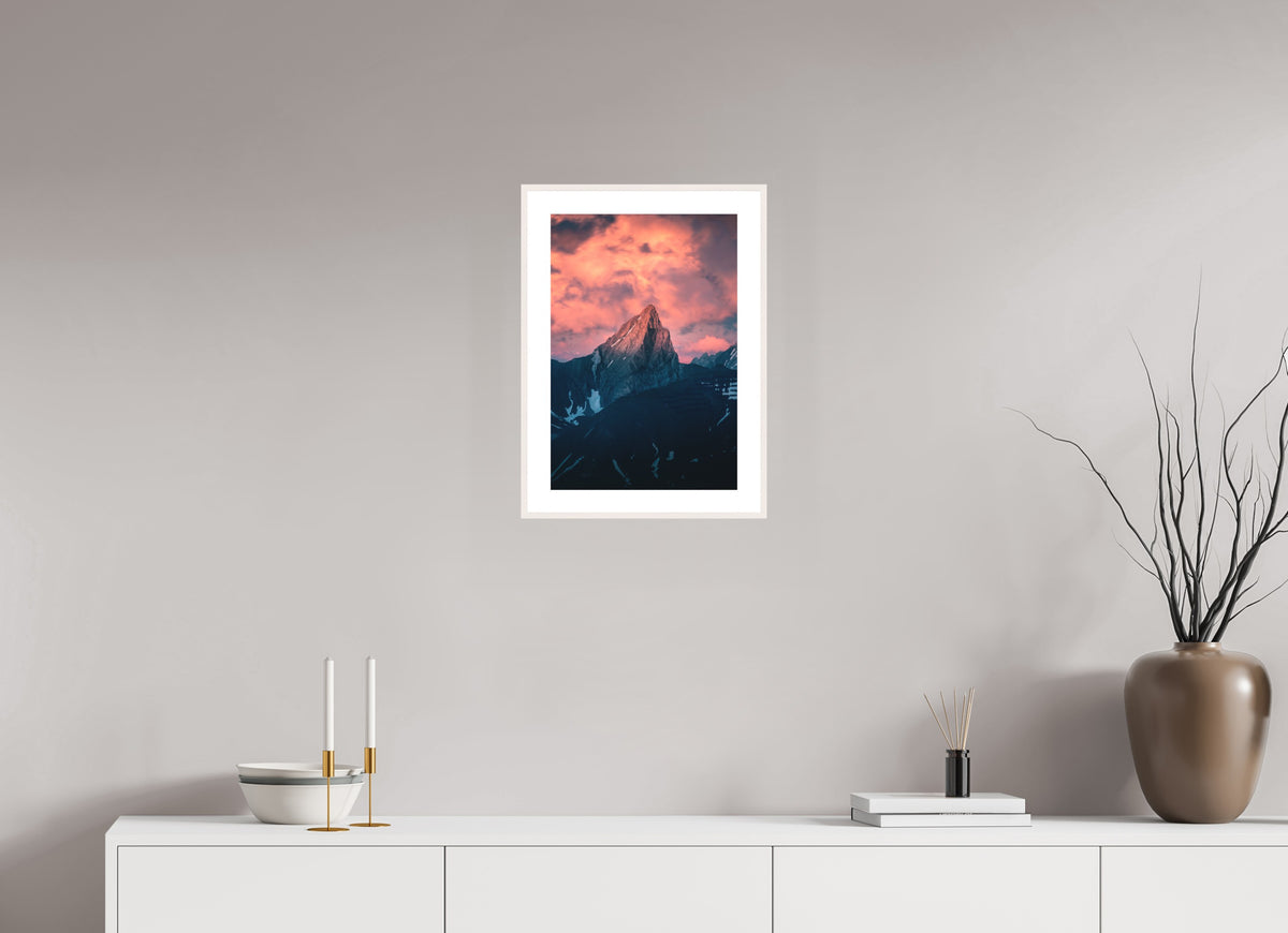 Roggspitze Sunset, Vorarlberg Austria, 30 x 45 cm, framed Weiß