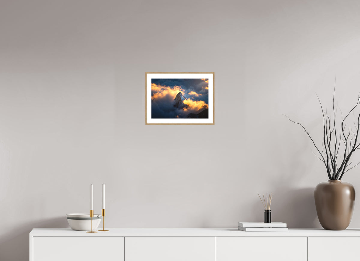 Säntis Cloud Glow at Sunset, Switzerland, 30 x 20 cm, framed Holzoptik