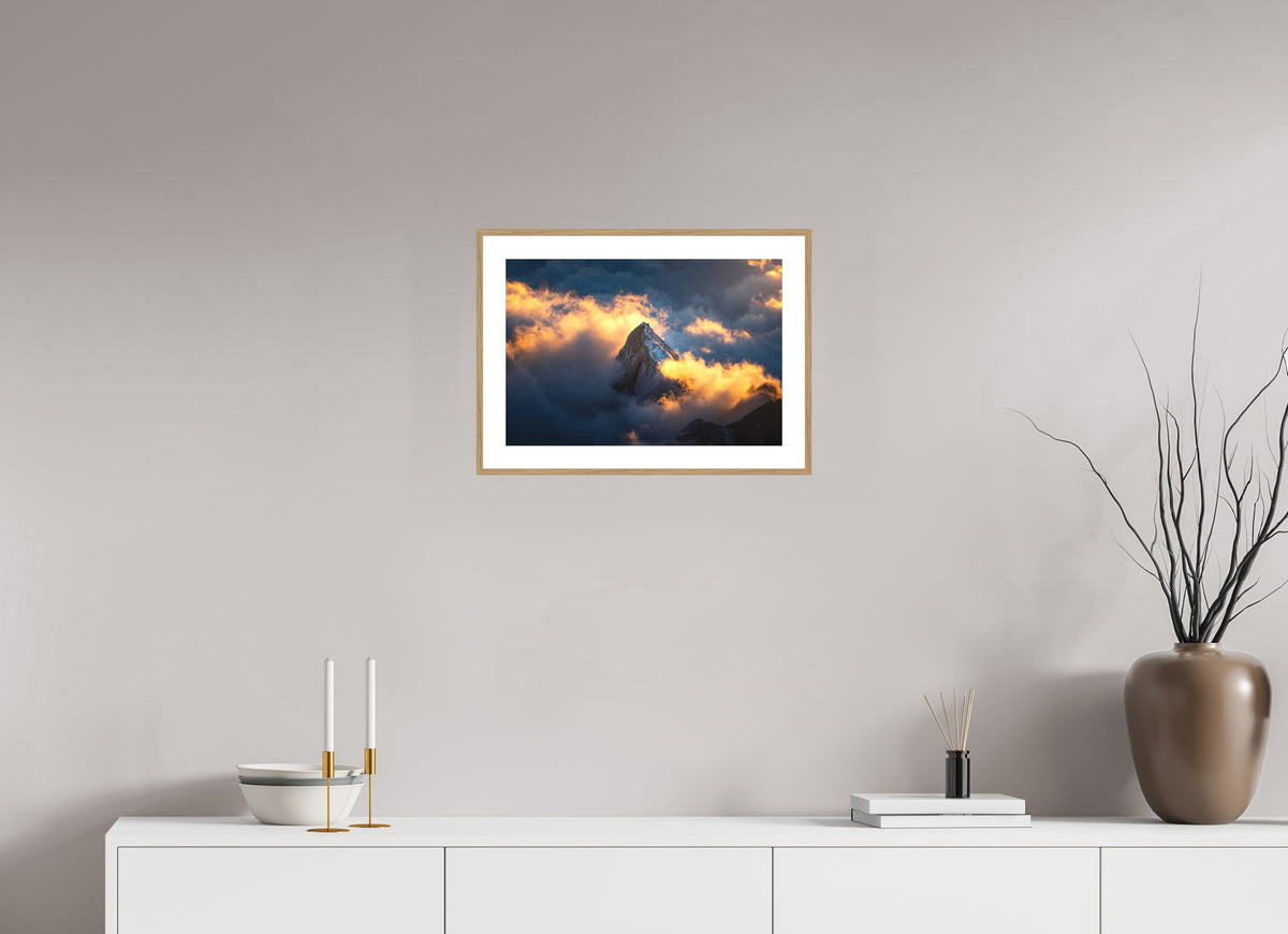 Säntis Cloud Glow at Sunset, Switzerland, 45 x 30 cm, framed Holzoptik