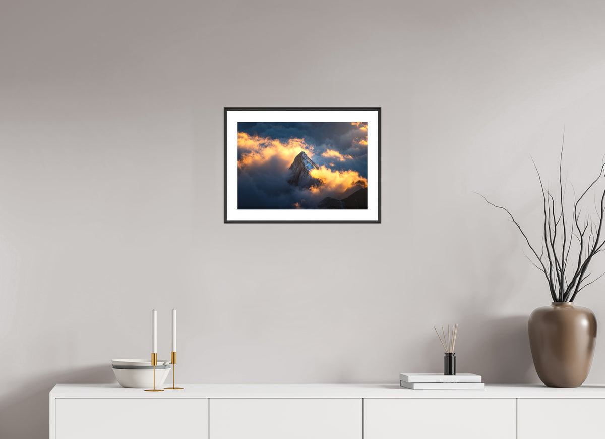 Säntis Cloud Glow at Sunset, Switzerland, 45 x 30 cm, framed Schwarz