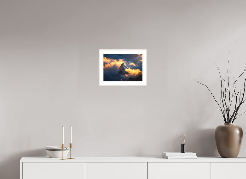 Säntis Cloud Glow at Sunset, Switzerland, 30 x 20 cm, framed Weiß