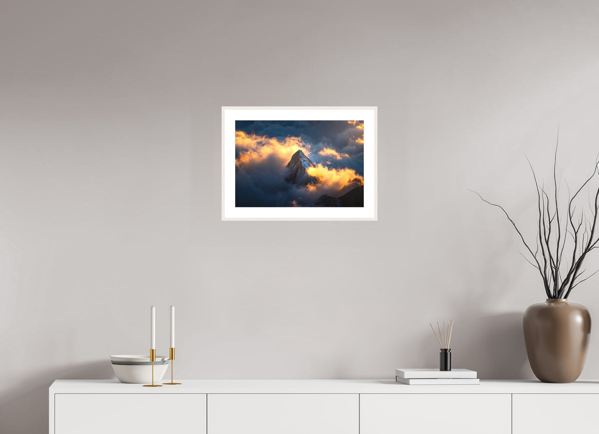 Säntis Cloud Glow at Sunset, Switzerland, 45 x 30 cm, framed Weiß