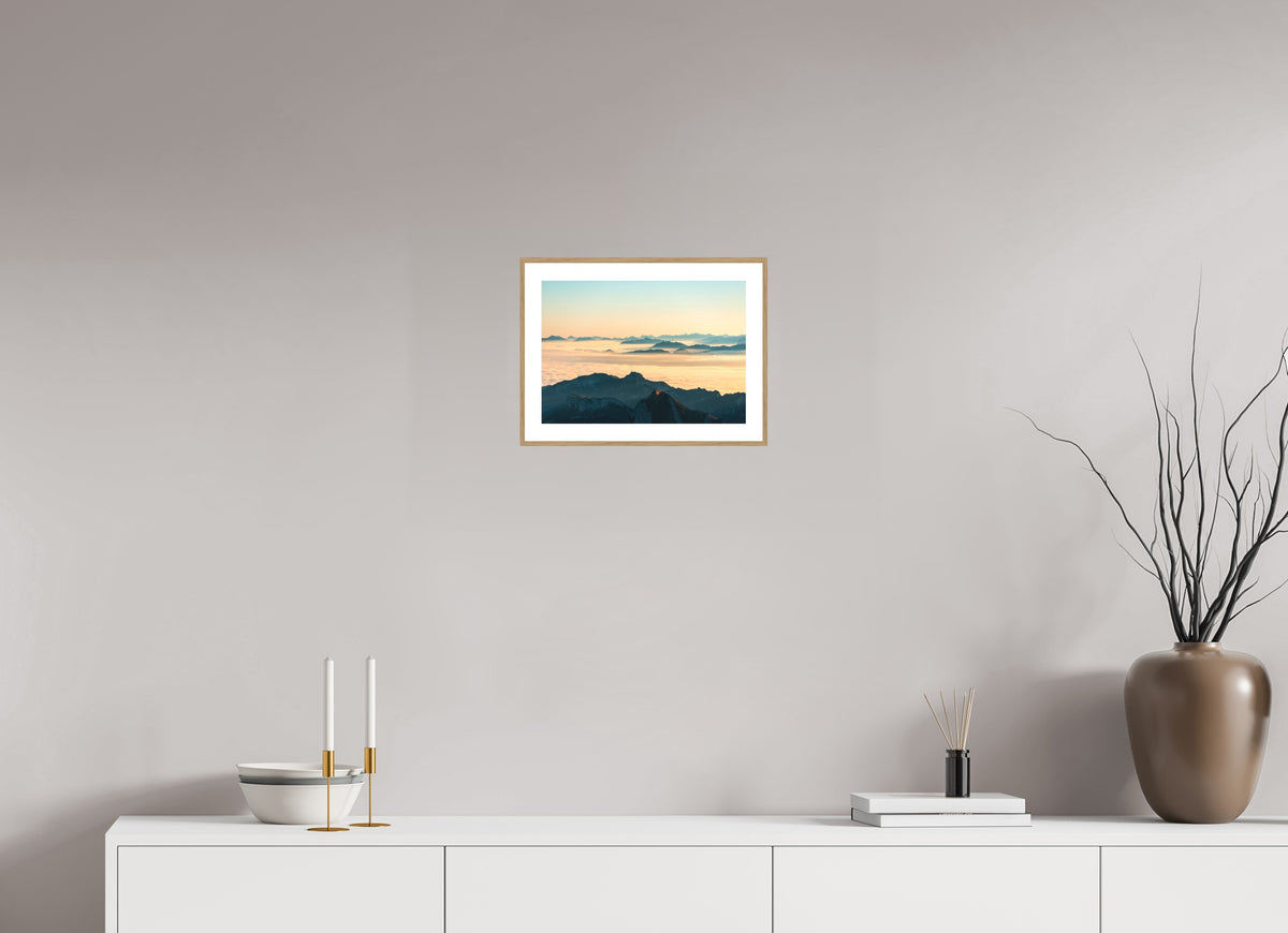 Säntis Morning Layers, Switzerland, 30 x 20 cm, framed Holzoptik