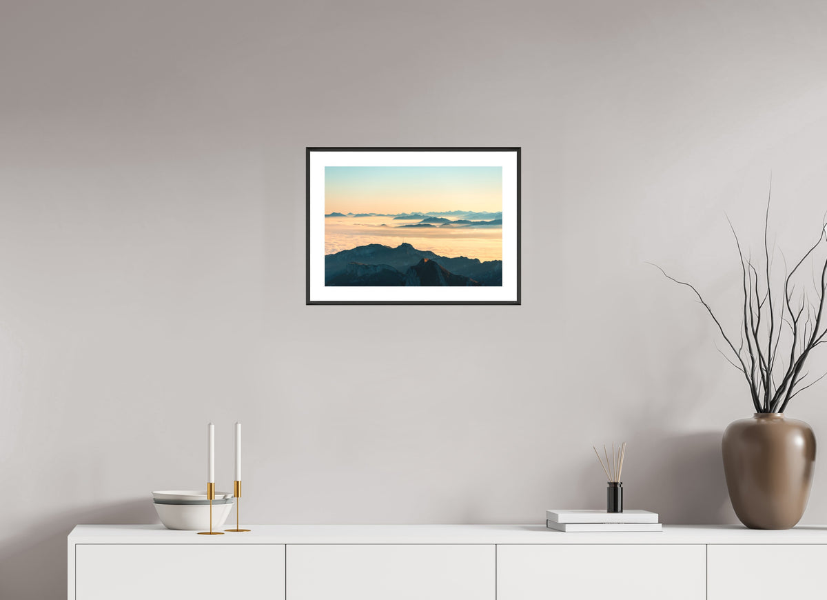 Säntis Morning Layers, Switzerland, 45 x 30 cm, framed Schwarz