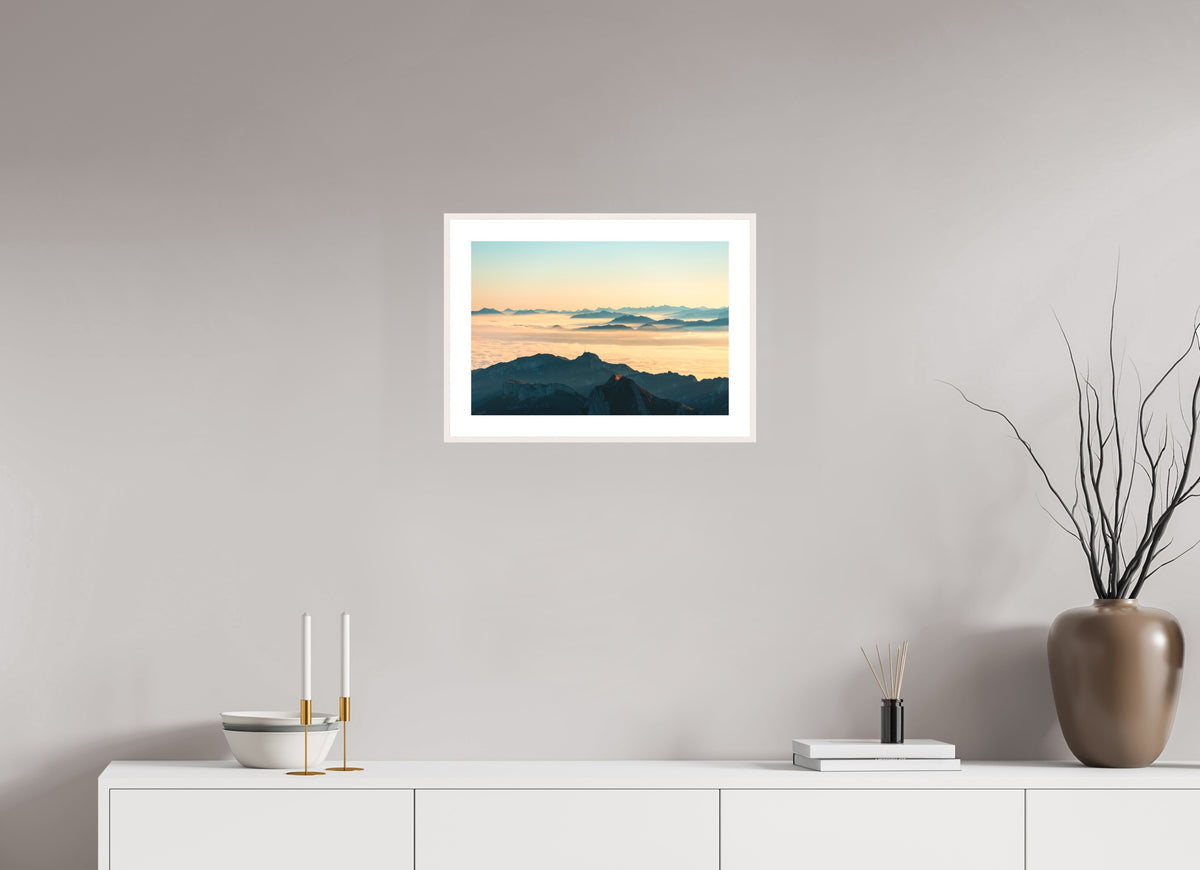Säntis Morning Layers, Switzerland, 45 x 30 cm, framed Weiß