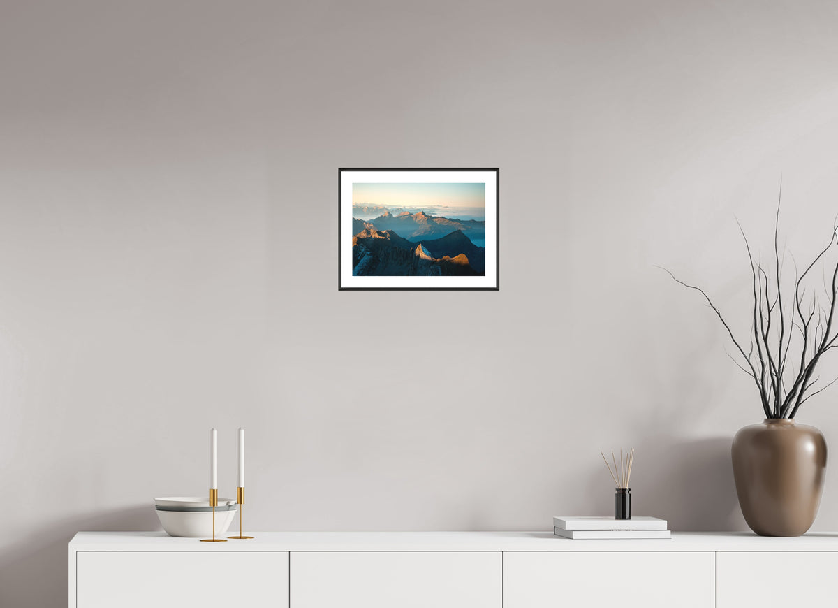 Säntis Morning Ridge Light, Switzerland, 30 x 20 cm, framed Schwarz