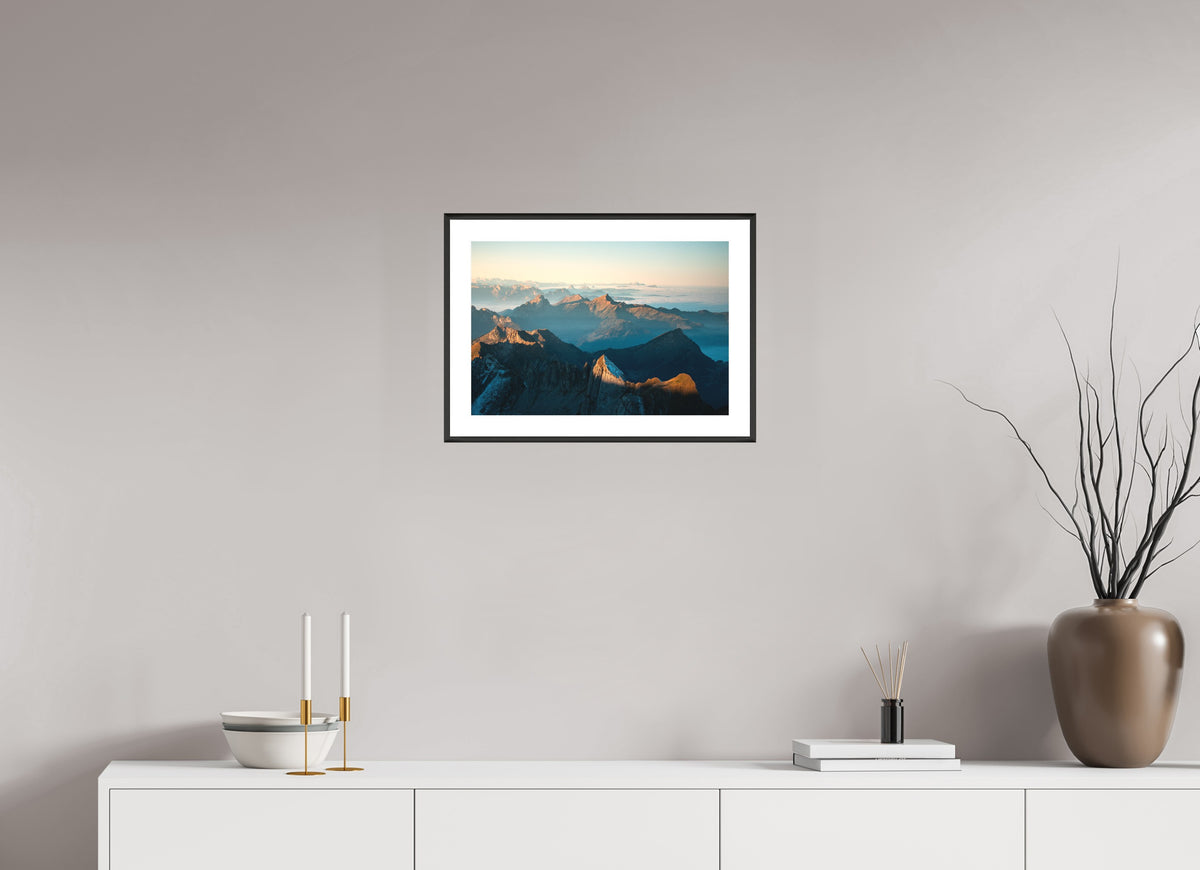 Säntis Morning Ridge Light, Switzerland, 45 x 30 cm, framed Schwarz