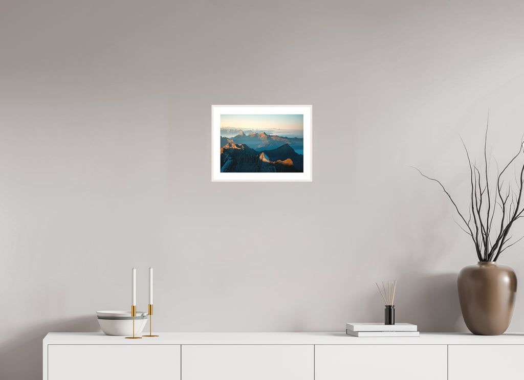 Säntis Morning Ridge Light, Switzerland, 30 x 20 cm, framed Weiß