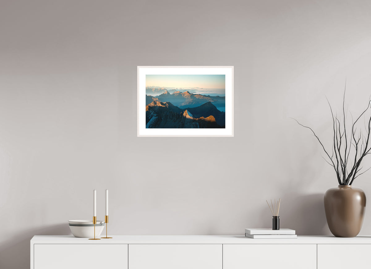 Säntis Morning Ridge Light, Switzerland, 45 x 30 cm, framed Weiß