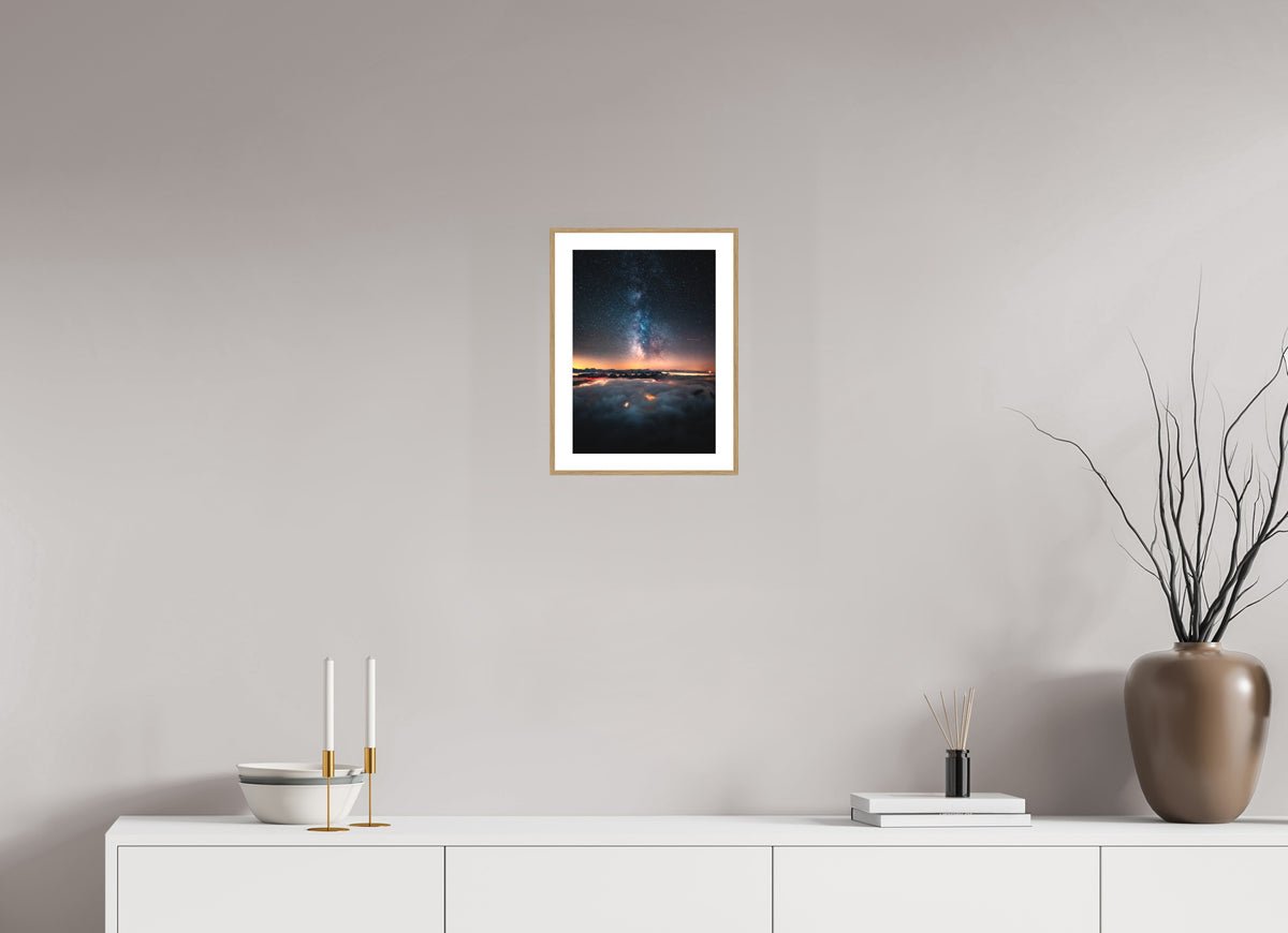 Säntis Milky Way at Night, Switzerland, 20 x 30 cm, framed Holzoptik