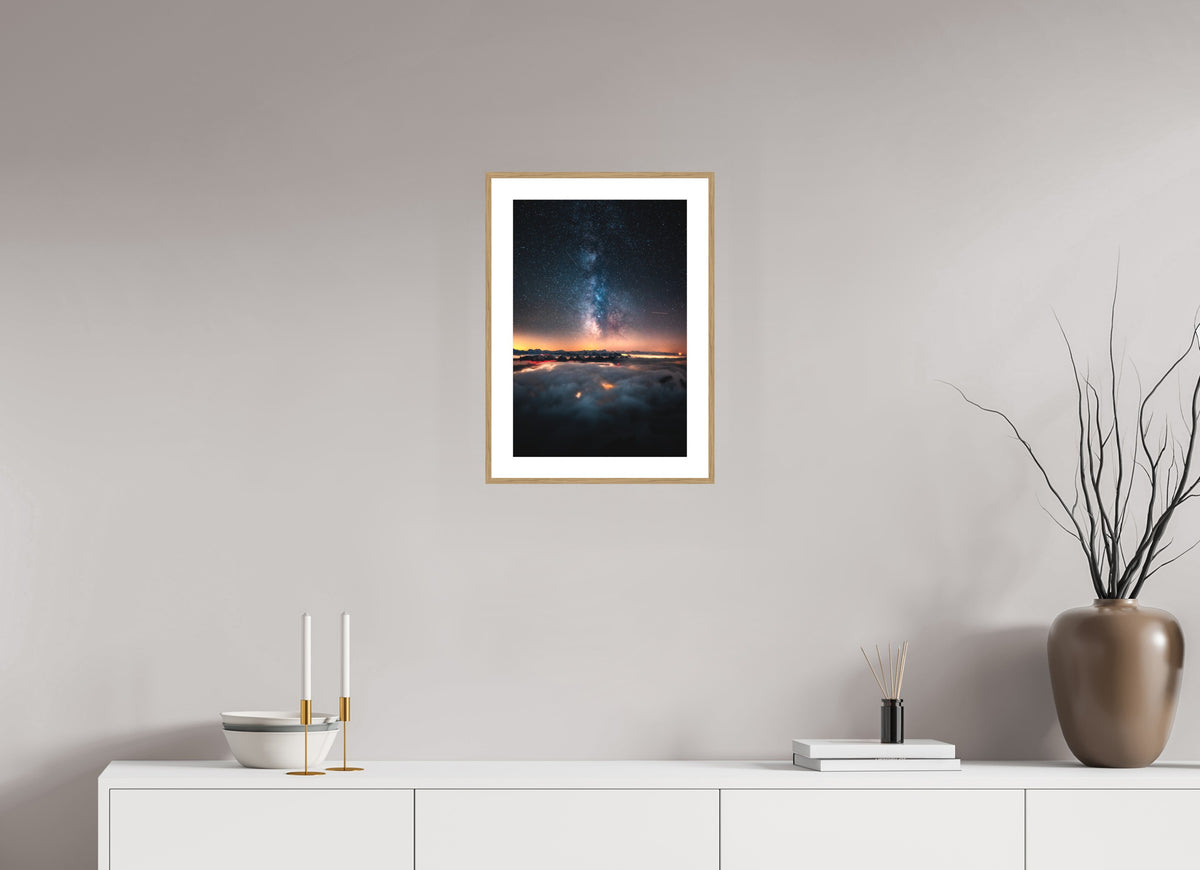 Säntis Milky Way at Night, Switzerland, 30 x 45 cm, framed Holzoptik