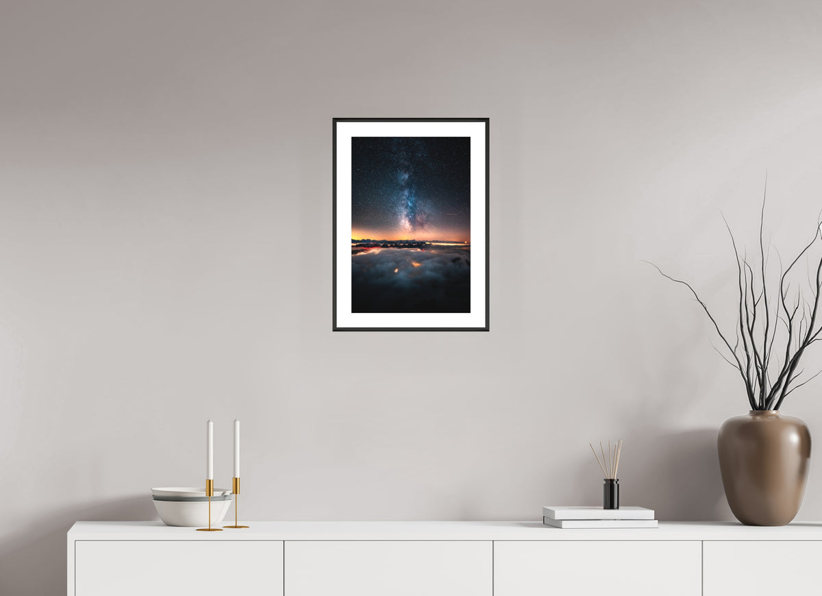 Säntis Milky Way at Night, Switzerland, 30 x 45 cm, framed Schwarz