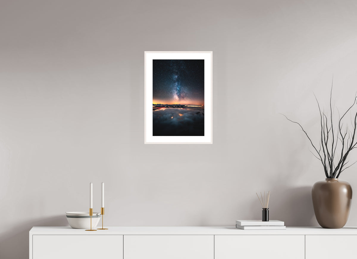 Säntis Milky Way at Night, Switzerland, 30 x 45 cm, framed Weiß