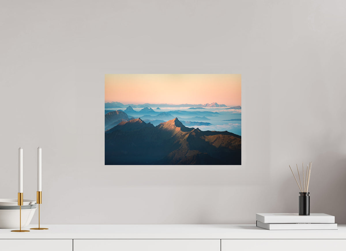 Säntis Sunrise, Silhouette Peaks, 45 x 30 cm, paper print