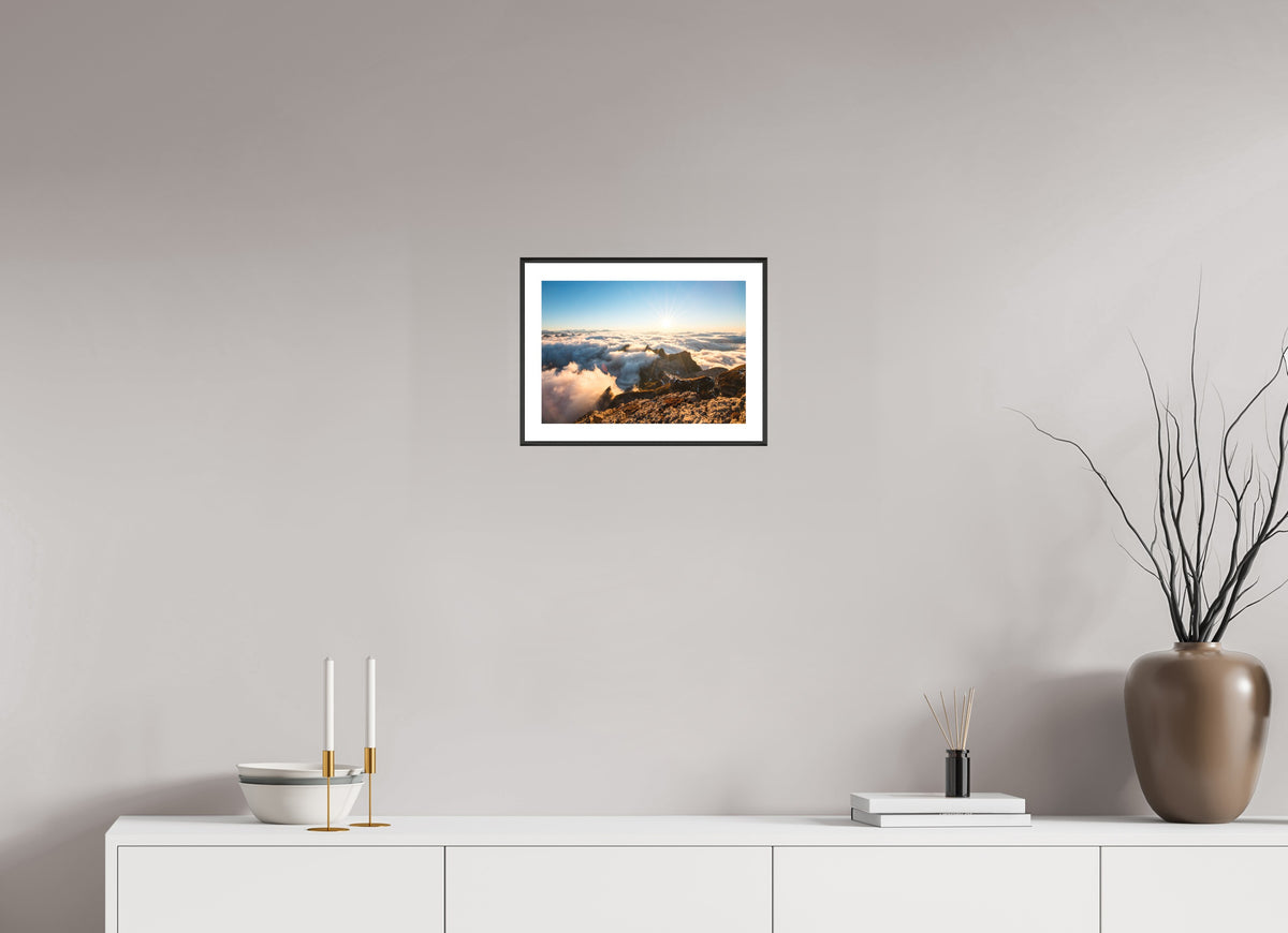 Säntis Sunset Clouds, Switzerland, 30 x 20 cm, framed Schwarz